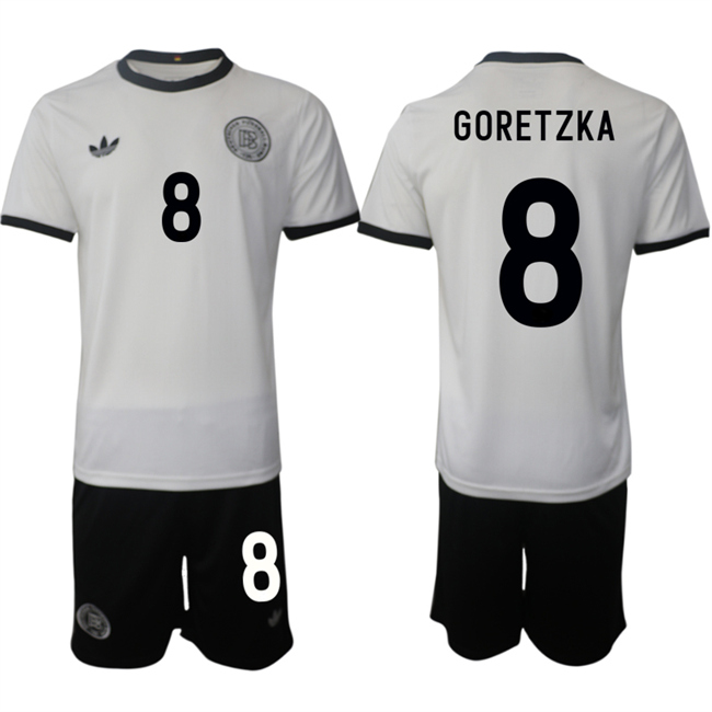 Men's Germany #8 Leon Goretzka White 2025 Home Soccer Jersey Suit